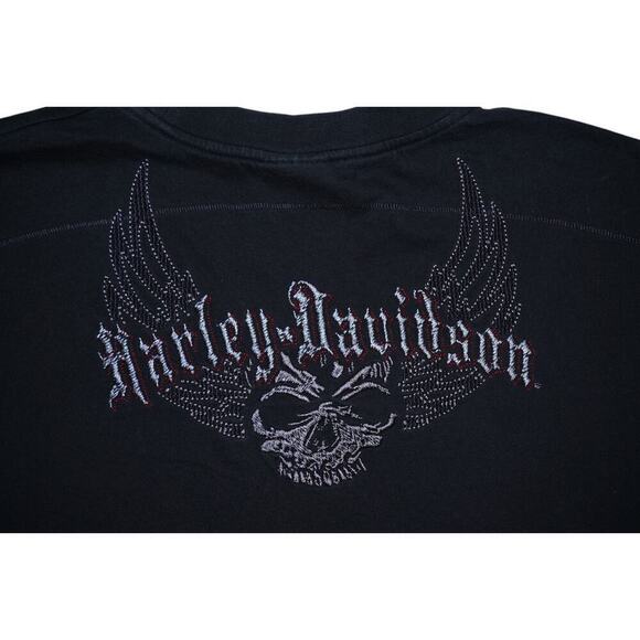 Harley-Davidson Black Skull Wings Tee – Men’s Size L/XL – Embroidered – Vibe - Picture 5 of 5